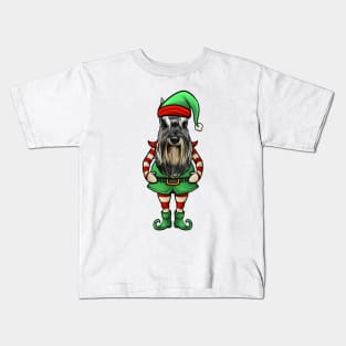 Miniature Schnauzer Christmas Elf Kids T-Shirt